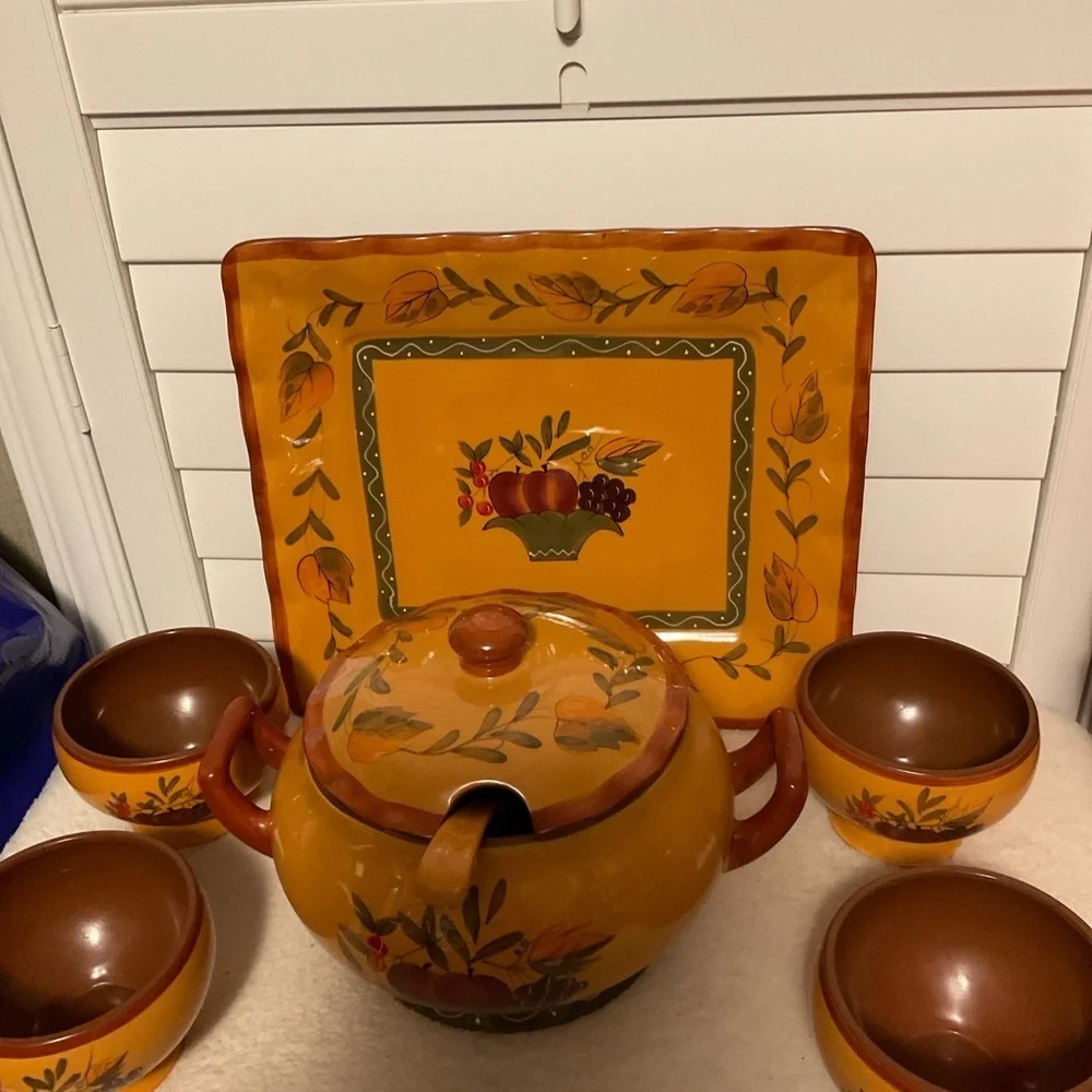 Autumn Harvest Tea Set with Floral Design